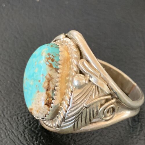 Navajo Blue Kingman Turquoise Ring | Sterling Silver | Sz 11.5 | Authentic Native American Handmade | 11934