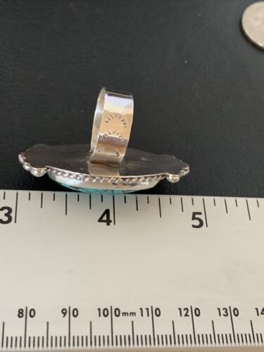 Navajo Blue Spiderweb Turquoise Ring | Sterling Silver | Sz 8 | Authentic Native American Handmade | 13384