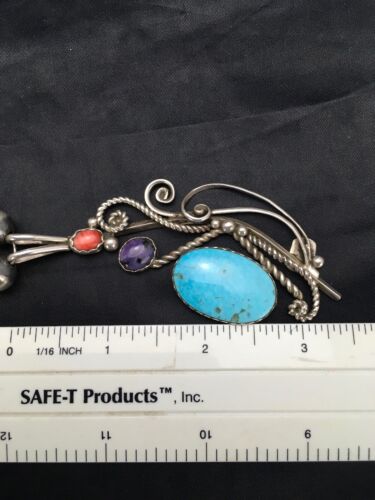Navajo Kingman Turquoise Pendant Necklace | Authentic Native American Sterling Silver | Multi-Stone | 3043
