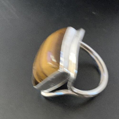 Native American Square Tigers Eye Ring | Sterling Silver | Sz 7 | 11433 - Masha USA