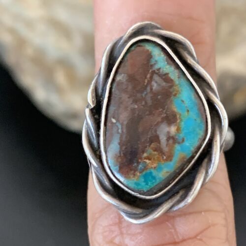 Navajo Blue Turquoise Ring | Sterling Silver | Sz 5 | Authentic Native American Handmade | 10361