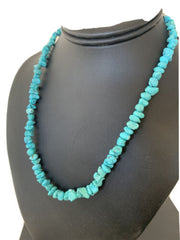 Navajo Kingman Turquoise Necklace | Sterling Silver | Authentic Native American Handmade | 18" | 1965