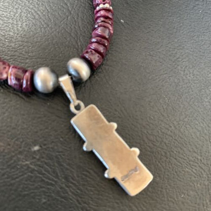 Navajo Wild Horse Pendant | Sterling Silver Purple Spiny Oyster Necklace | Multi-Stone | 12358