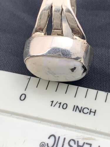 Native American White Buffalo Turquoise Ring | Navajo Sterling Silver | Sz 8.5 | 4646