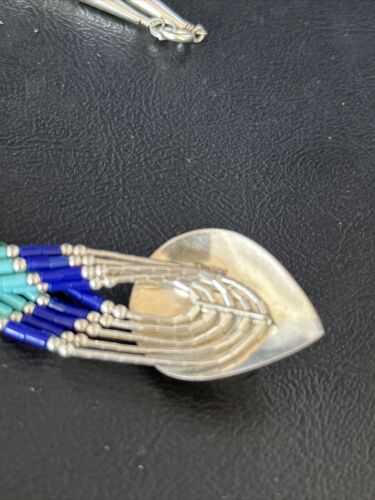 Multi-Color Liquid Silver Heishi 5-Strand Necklace | Sterling Silver Pendant | Native American Handmade | 14824 - Masha USA