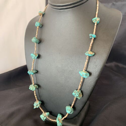Navajo Turquoise Necklace | Sterling Silver | 24" | Authentic Native American Handmade | 10686