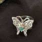 Navajo Blue Turquoise Butterfly Ring | Sterling Silver | Sz Adj 7 | Authentic Native American Handmade | 10676