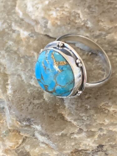Mojave Blue Turquoise Ring | Navajo Sterling Silver | Sz 6 | Authentic Native American Handmade | 11424