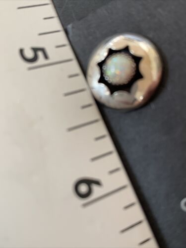 Navajo White Opal Post Shadow Box Earrings | Sterling Silver | 0.25" | Authentic Native American Handmade | 13036