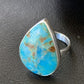 Navajo Blue Kingman Turquoise Ring | Sterling Silver | Sz 8 | Authentic Native American Handmade | 12787
