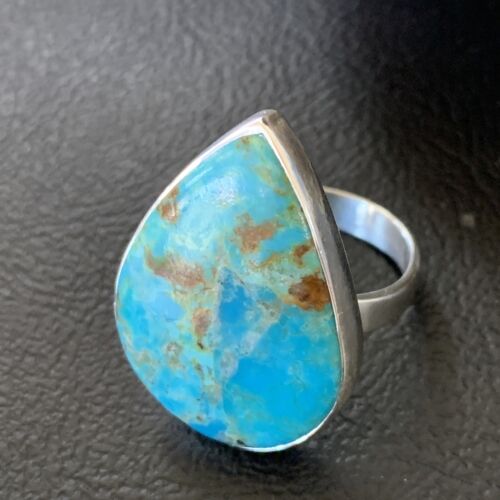 Navajo Blue Kingman Turquoise Ring | Sterling Silver | Sz 8 | Authentic Native American Handmade | 12787