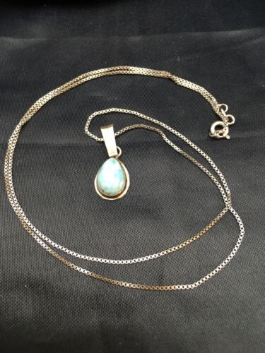 Navajo Turquoise Pendant | Sterling Silver | Authentic Native American Handmade | 20" | 8975 - Masha USA