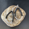 Native American Black Onyx Dangle Earrings | Sterling Silver Heishi Bead | 2" | 14427