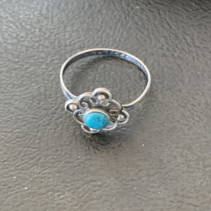 Southwestern Old Pawn Navajo Blue Turquoise Ring | Sterling Silver | Sz 7 | 10875