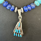 Zuni Blue Turquoise Lapis Multi-Stone Necklace Pendant | Authentic Native American Sterling Silver | 14639
