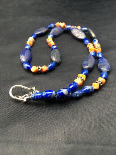 Navajo Lapis Lazuli & Spiny Oyster Necklace | Sterling Silver | Authentic Native American Handmade | 21" | 4507