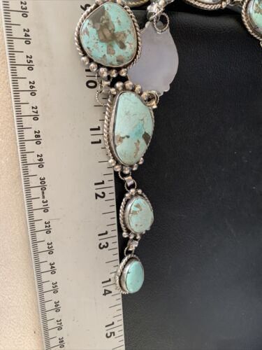 Navajo Blue Turquoise Lariat Necklace | Dry Creek Sterling Silver | 30" | Native American Handmade | 13773