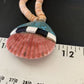 Authentic Native American Santo Domingo Shell Pendant Necklace | Spiny Oyster & Blue Turquoise | 26" | 12519