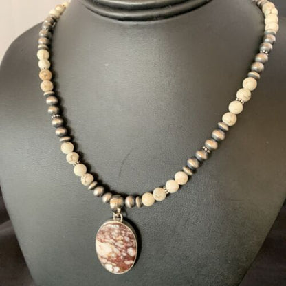 Navajo Wild Horse Turquoise Necklace Pendant | Sterling Silver | 21" | Authentic Native American Handmade | 13316