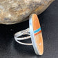 Navajo Red Spiny Oyster Turquoise Inlay Ring | Sterling Silver | Sz 6 | Authentic Native American Handmade | 11583