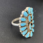 Navajo Blue Cluster Turquoise Needlepoint Ring | Authentic Native American Sterling Silver | Multi-Stone | Sz 8 | 11941