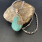 Men's Navajo Pearls Necklace with Blue Kingman Turquoise Pendant | Sterling Silver | Native American Handmade | 12600