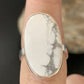 Navajo White Howlite Ring | Sterling Silver | Sz 8.5 | Authentic Native American Handmade | 11611