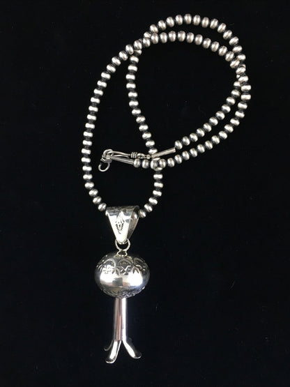 Navajo Sterling Silver Naja Necklace Pendant | 3" | Authentic Native American Handmade | 10048 - Masha USA
