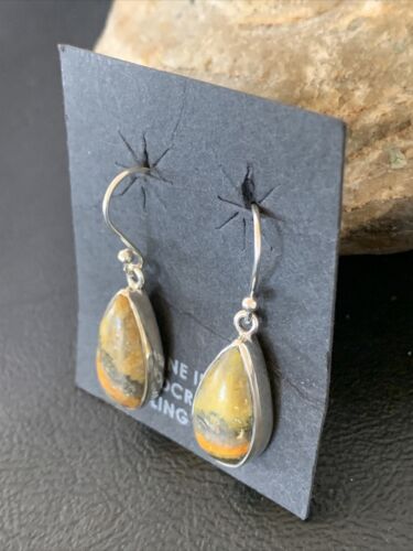 Native American Navajo Bumblebee Jasper Earrings Set | Sterling Silver | Authentic Handmade | 1562