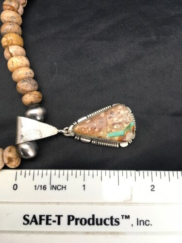 Navajo Green Turquoise Necklace | Sterling Silver | Authentic Native American Handmade | 2612