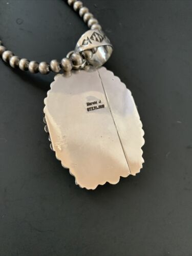 Navajo Golden Hills Turquoise Pendant Necklace | Sterling Silver | Authentic Native American Handmade | 11313