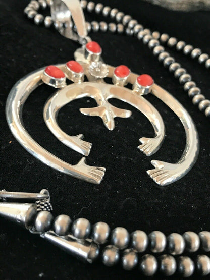 XL Navajo Squash Blossom Naja Pendant | Sterling Silver | Spiny Oyster | Authentic Native American Jewelry | 1209