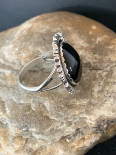 Native American Men's Navajo Black Onyx Ring | Sterling Silver | Sz 9 | Authentic Handmade | 1080