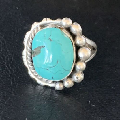 Navajo Blue Spiderweb Turquoise Ring | Sterling Silver | Sz 8.5 | Authentic Native American Handmade | 13527