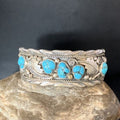 Native American Men's Blue Kingman Turquoise Cuff Bracelet | Sterling Silver | 14135