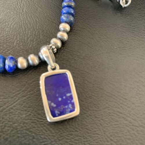 Native American Navajo Blue Lapis Pendant Necklace | Sterling Silver | Authentic Handmade | 11672