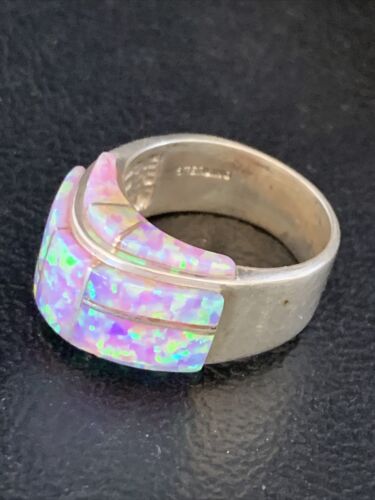 Navajo Pink Opal Inlay Band Ring | Sz 6.5 | Authentic Native American Handmade | 14161