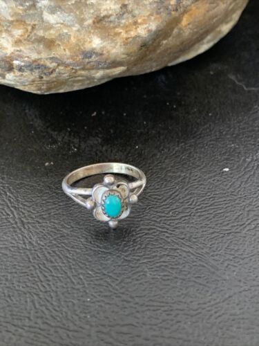 Navajo Green Turquoise Ring | Sterling Silver | Sz 5.5 | Authentic Native American Handmade | 10786