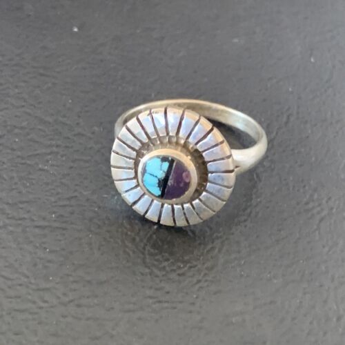 Native American Women's Navajo Blue Turquoise Sugilite Inlay Ring | Sz 5.5 | 11176