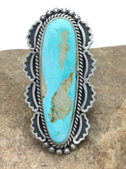 Navajo Blue Royston Turquoise Ring | Sterling Silver | Sz 9 | Authentic Native American Handmade | 3105