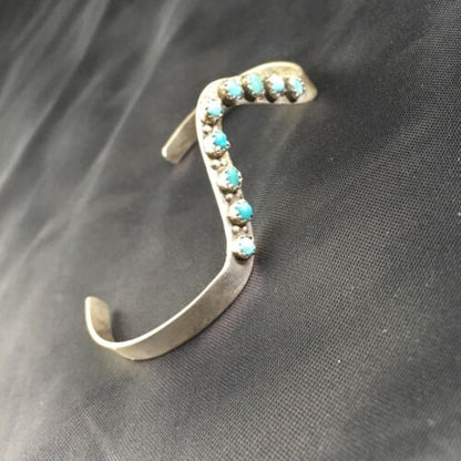 Navajo Old Pawn Blue Turquoise Bracelet | Sterling Silver | Authentic Native American Handmade | 10240