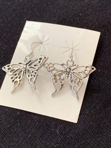 Native American Southwestern Sterling Silver Butterfly Earrings | 1" | 1519