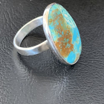 Navajo Blue Kingman Turquoise Ring | Sterling Silver | Sz 8 | Authentic Native American Handmade | 12794