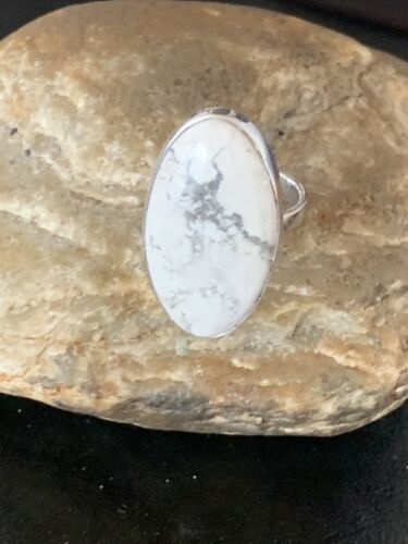 Southwestern Women's Navajo White Howlite Ring | Sterling Silver | Sz 9.5 | 11608