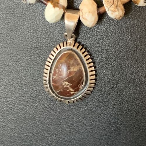 Navajo Native American Wild Horse Turquoise Pendant Necklace | Sterling Silver | 12387