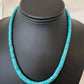 Navajo Blue Turquoise Heishi Necklace with Sterling Silver & Graduated Pearl Stab | Authentic Native American | 17" | 01184
