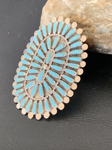 Navajo Zuni Turquoise Multi-Stone Needle Point Ring | Authentic Native American Sterling Silver | Sz 8.5 | 11562