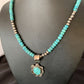 Navajo Blue Turquoise Pendant Necklace | Sterling Silver Pearls | Authentic Native American Handmade | 13217