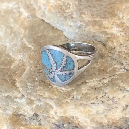 Navajo Blue Denim Lapis Inlay Ring | Sterling Silver | Sz 4 | Authentic Native American Handmade | 10892