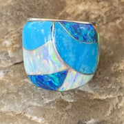 Navajo Blue Turquoise Opal Inlay Pinky Ring | Sz 6 | Authentic Native American Handmade | 12856